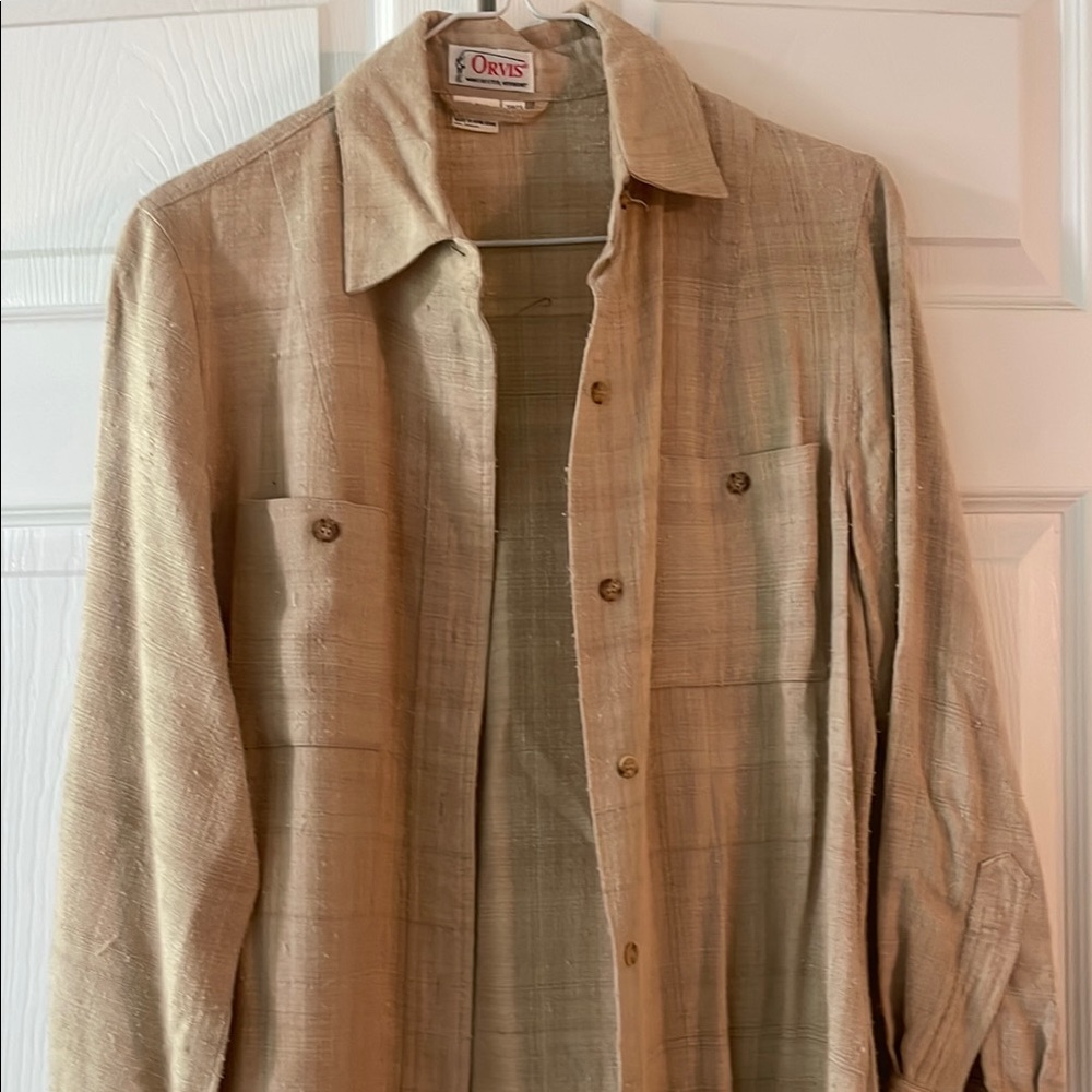 Orvis Tan Lightweight 100% Silk Dress